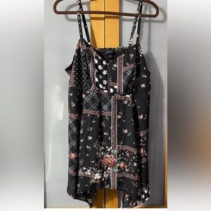 Torrid Sz 0 Tank Polka Dots/Fowers Black, Sexy Fun Cute Retro Summer!